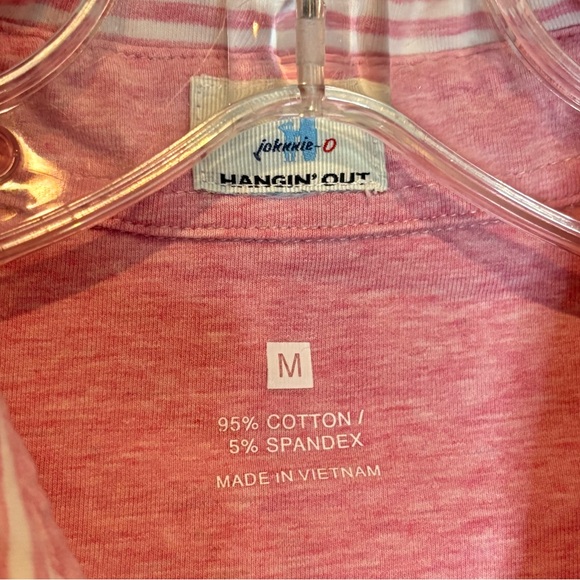 Johnnie-O Dante Raspberry Pink White Stripe Pocket Polo Short Sleeve Shirt M - Picture 8 of 8